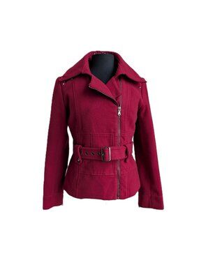 Red Studded Moto Jacket | Size 8
